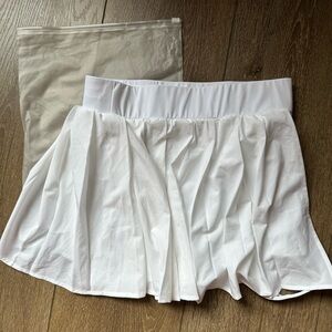 High Waisted Pleated 2-in-1 Side Pocket Adjustable Buckle Mini Party Skirt